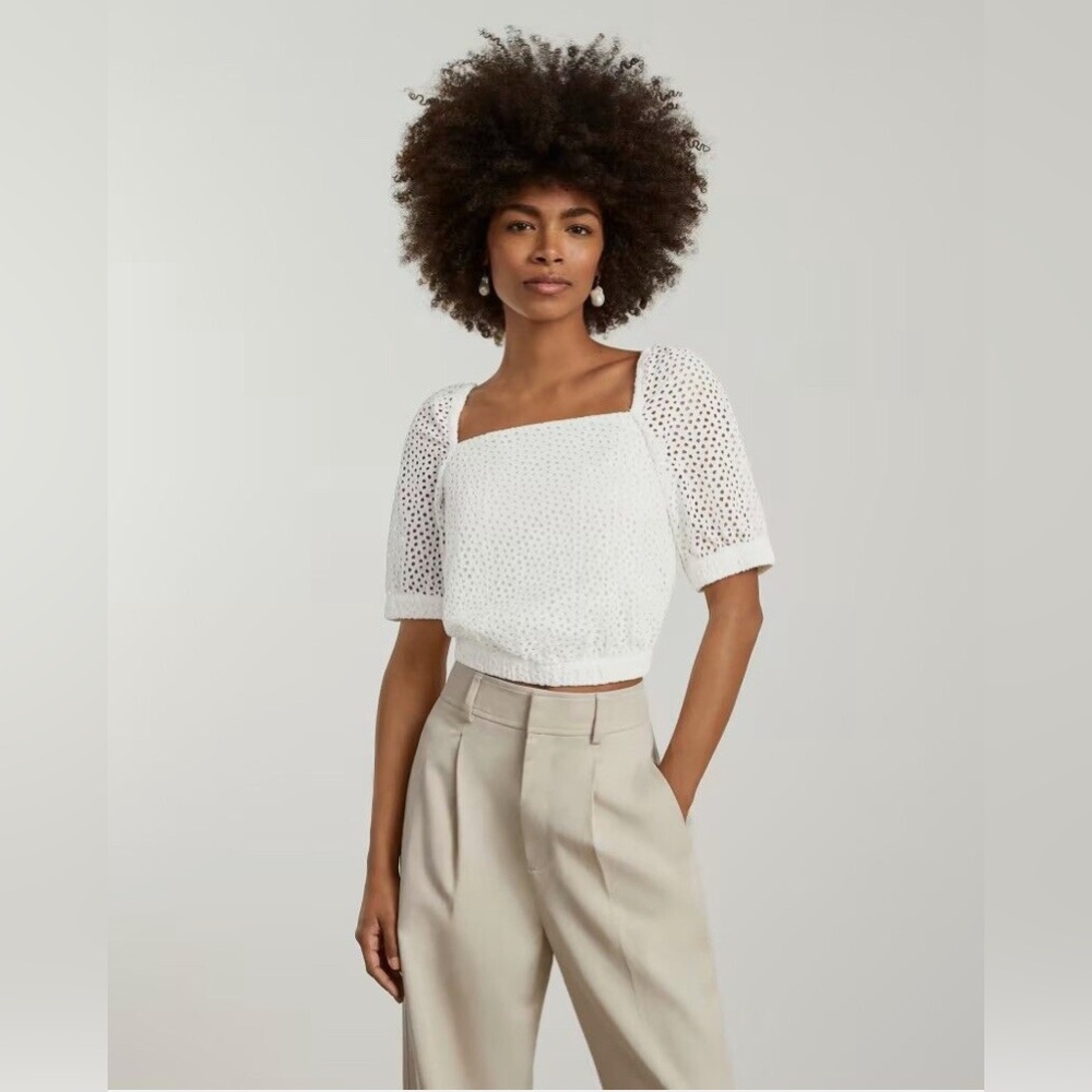 Everlane Eyelet Crop Blouse Small